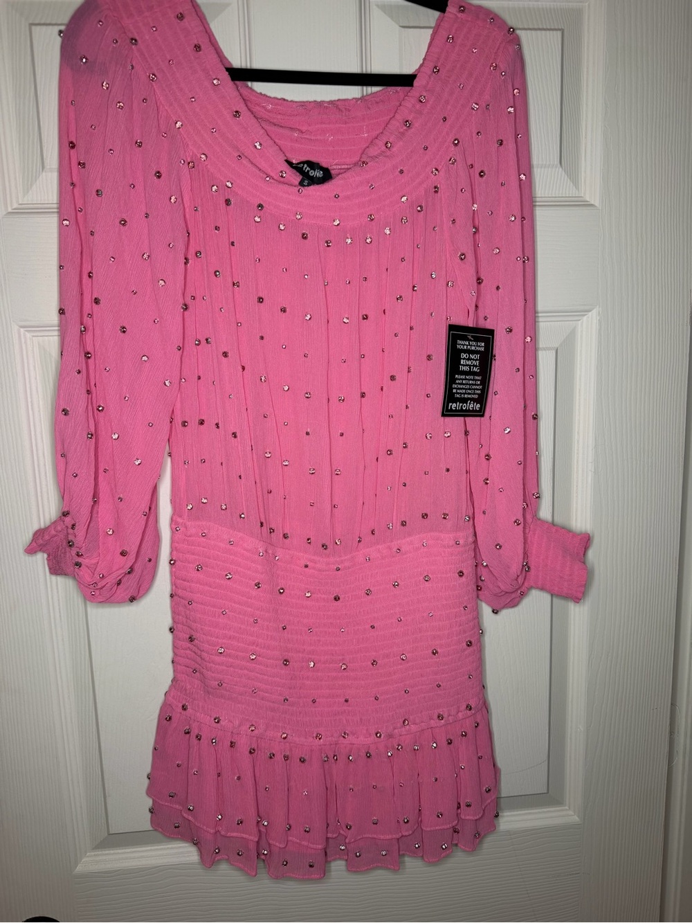 Retrofete Pink Embellished Scoop-Neck Tunic